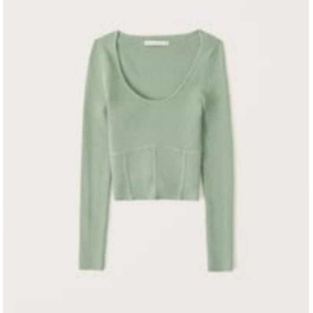 Abercrombie Ribbed Slim Corset Scoop Neck Sweater